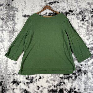 J Jill Top Womens Size Large Tall Green Linen Cotton Comfort Soft‎ Lightweight